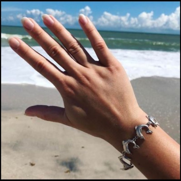 🐬 DOLPHIN LINK STERLING SILVER BRACELET 🐬 - Picture 2 of 7